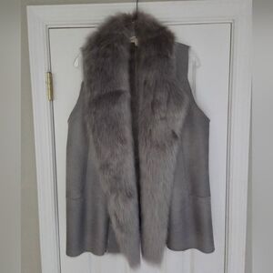 Elegant Gray Faux Fur Vest